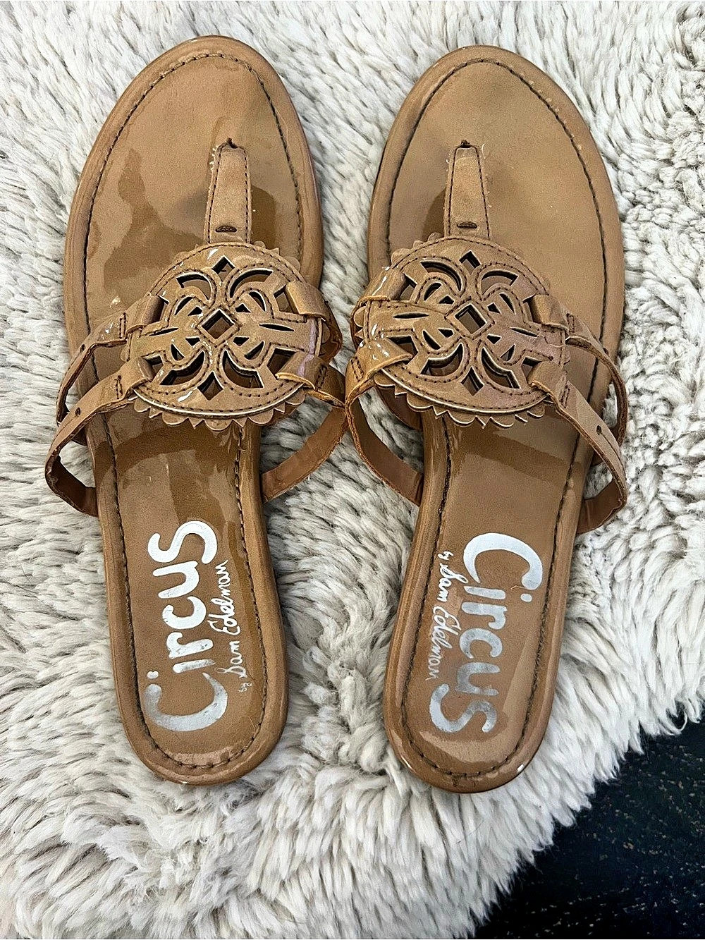 Circus by Sam Edelman Canyon Flat Sandal Brown Cutout Thong Sandals